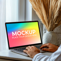 Laptop Scene Ideal for UI Demonstration psd