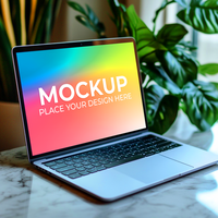 User Interface Mockup on Laptop Display psd