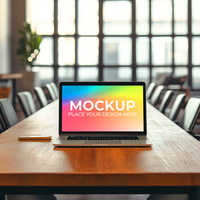Laptop UI UX Presentation in Workspace psd