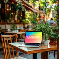 Minimal Workspace with Laptop Display psd