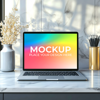 Tech Mockup Featuring Open Laptop psd