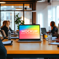 App UI Mockup Scene with Laptop psd