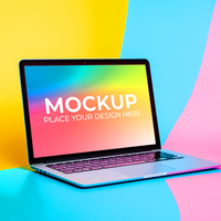 Flat Lay Laptop Design for UX Display psd