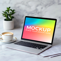 UI Project Display with Blank Laptop Screen psd