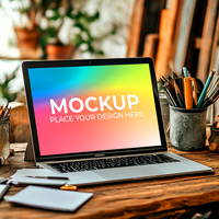 App and Web UI on Blank Laptop Background psd