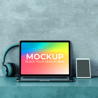 Front View of Laptop for Web Design Preview psd
