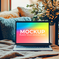 Clean Workspace with Laptop for Display psd