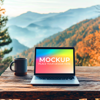 Laptop with Clean Interface for App Preview psd