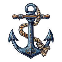 Blue Anchor with Rope Design vector