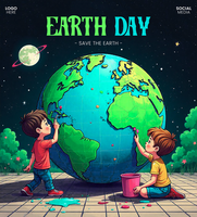 Clean and Green Earth Day Social Media Template Free to Edit and Use psd