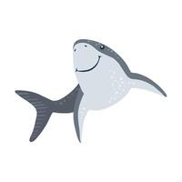 Funny shark isolated on white background. vector