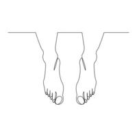 Foot sole continuous single line drawing and foot style simple outline illustration vector