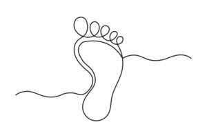 Continuous one line Foot sole drawing of minimalist outline icon vector