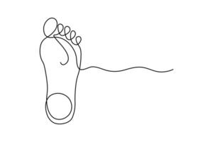 Continuous single line Foot sole drawing of isolated outline design vector