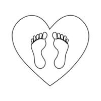 Continuous single line art drawing of foot sole in doodle style outline design vector