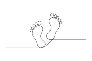 Foot sole continuous single line art drawing of Isolated outline design black and white background vector