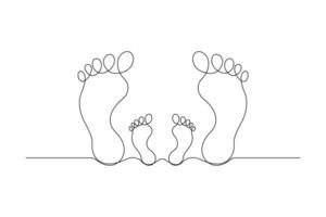 Foot sole continuous one line drawing of concept doodle style outline design vector
