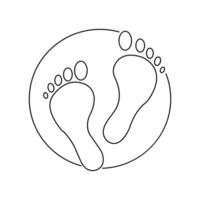 One continuous line art drawing of foot sole linear style Hand drawn minimalism design vector