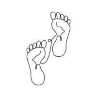 Continuous one line drawing of foot sole in doodle style outline icon vector