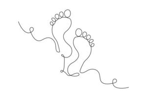 Foot sole continuous one line drawing of minimalist outline art design vector