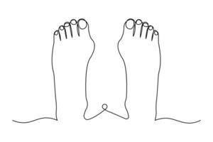 One continuous line art drawing of foot sole linear style Hand drawn isolated style vector