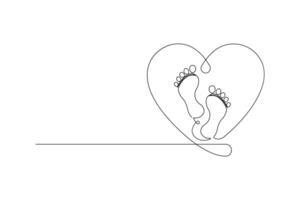 Continuous one line art drawing of foot sole design vector