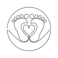 Simple illustration of foot sole shape continuous single line art drawing foot outline style vector