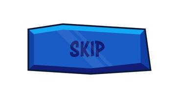 A blue skip button with the word skip written on it vector