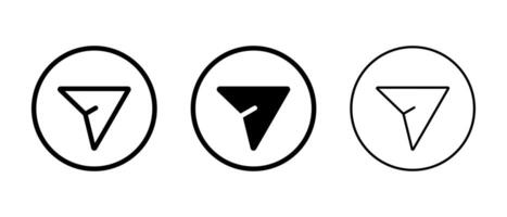 Share arrow icon set on circle line. Send message button sign symbol vector