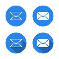 Envelope mail, message icon with long shadow. Newsletter, email sign symbol vector