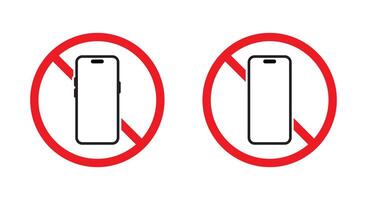 No smartphone sign icon in generic design. Mobile phone prohibition icon. Cellphone with forbidden symbol vector