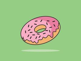 Flat Line Design Style Donut Icon, Outline Symbol Illustration vector