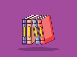 flat colorful books neatly arranged on plain background, book icon illustration vector