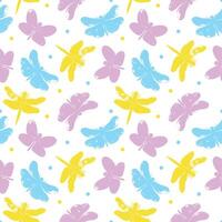 Seamless pattern with colored butterflies. graphics, botanical style. vector