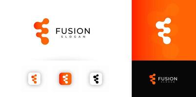 Abstract Fusion Logo with Fluid Organic Shape and Bold Orange Gradient, Perfect for Tech, Innovation, and Digital Brands. Unique and Versatile Branding Concept. Illustration vector