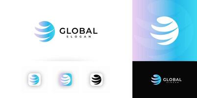 Global Sphere Logo with Smooth Gradient Swirls, Perfect for Business, Tech, or Communication Branding. Clean and Professional Design Style. Illustration vector