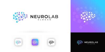 Modern Neural Brain Logo Design with Gradient Molecule Connections, Perfect for Tech, AI, and Medical Branding. Dotted Futuristic Style Logotype. Illustration. vector