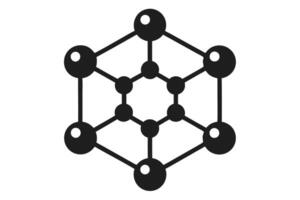 Molecule Structure Icon with Spheres and Lines in Black vector