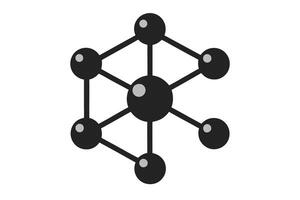 Flat Black Atom Model with Gray Highlight Design vector