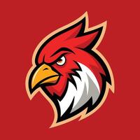 Red Bird Mascot Head Design with Sharp Eyes vector
