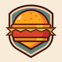Hamburger with Shield in Flat Design on a Cream Background vector