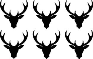 Deer Head Silhouette Grouping on White, Buck Heads with Antlers Design Pattern vector