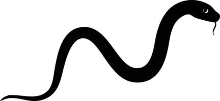 Black Snake Silhouette With Tongue Out, Winding Reptile vector