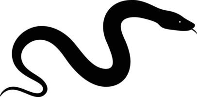 Crawling Black Snake Silhouette with Protruding Tongue vector