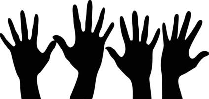 Silhouetted Hands Upstretched on Transparent Backdrop, Unity, Cooperation, Volunteerism vector