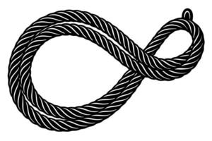 Black intertwined rope forming a loop on a white background detailed, strong material vector