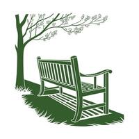 Park and bench during the autumn vector