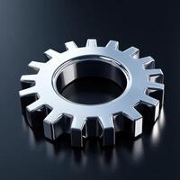 A shiny metallic gear with a circular center and protruding teeth, symbolizing machinery photo