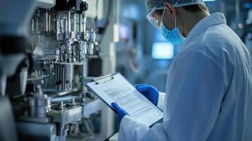 A scientist reviews data while working with advanced laboratory equipment photo