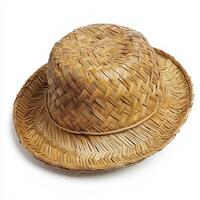 A woven straw hat, ideal for sun protection and outdoor activities photo